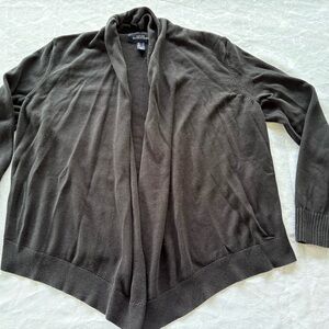 Lands' End woman’s black Cardigan Sweater sz large not faded it’s the lighting